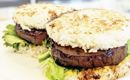 Rice Burger with Mushroom Patties