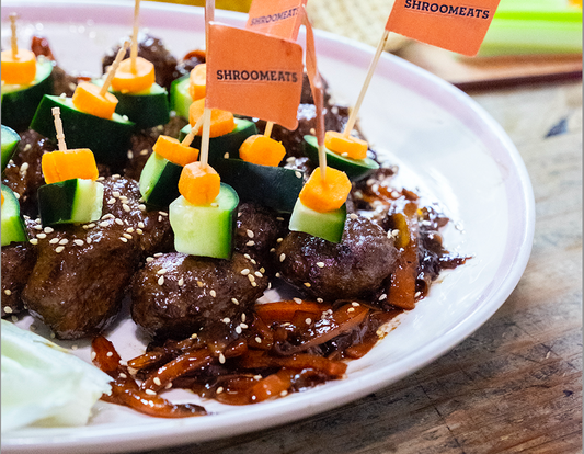 Shroomeats Super Bowl Appetizer - Teriyaki Mushroom Balls