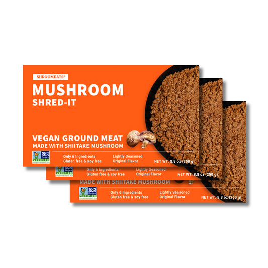 3-Pack Shroomeats® Mushroom Shred-It : Vegan Shiitake Mushroom Ground Meat Allergen-Friendly Superfood