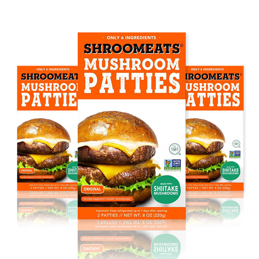 3-Pack Shroomeats® Patties : Vegan Mushroom Burger Patties Allergen Free Healthy Meat Alternative Great Texture