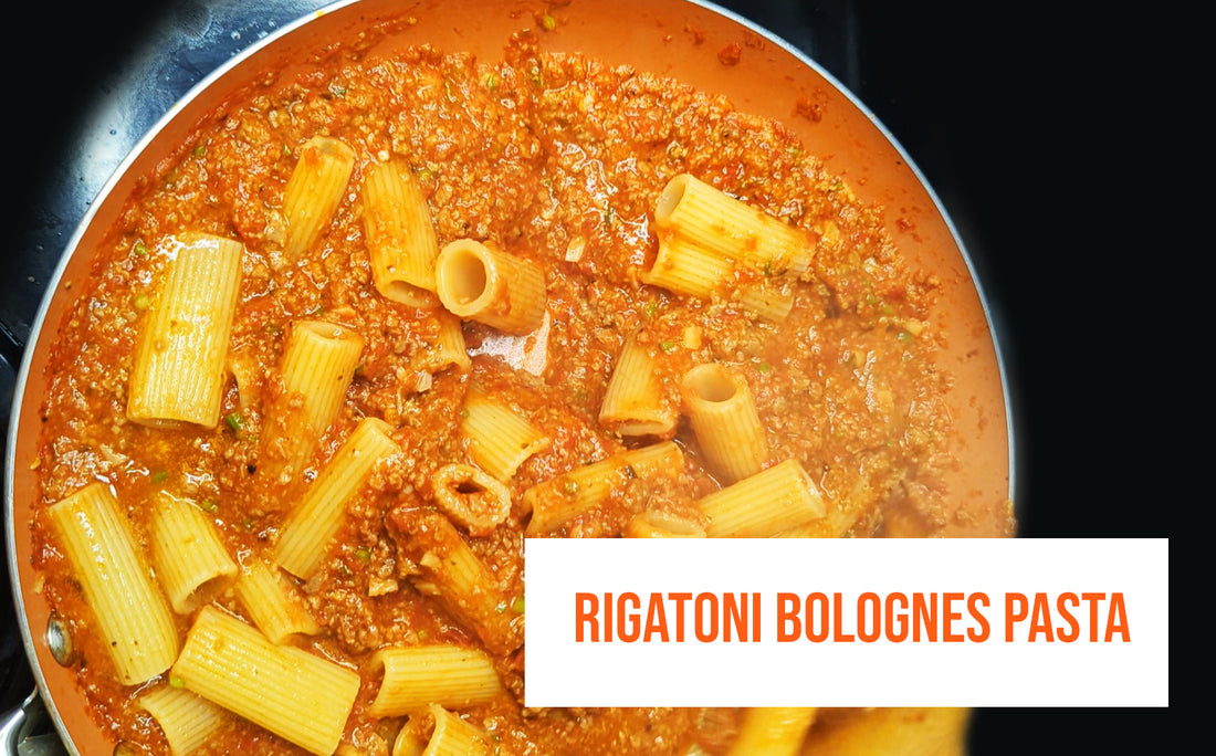 Rigatoni Bolognes Pasta vegan mushroom meatless Plant-Based