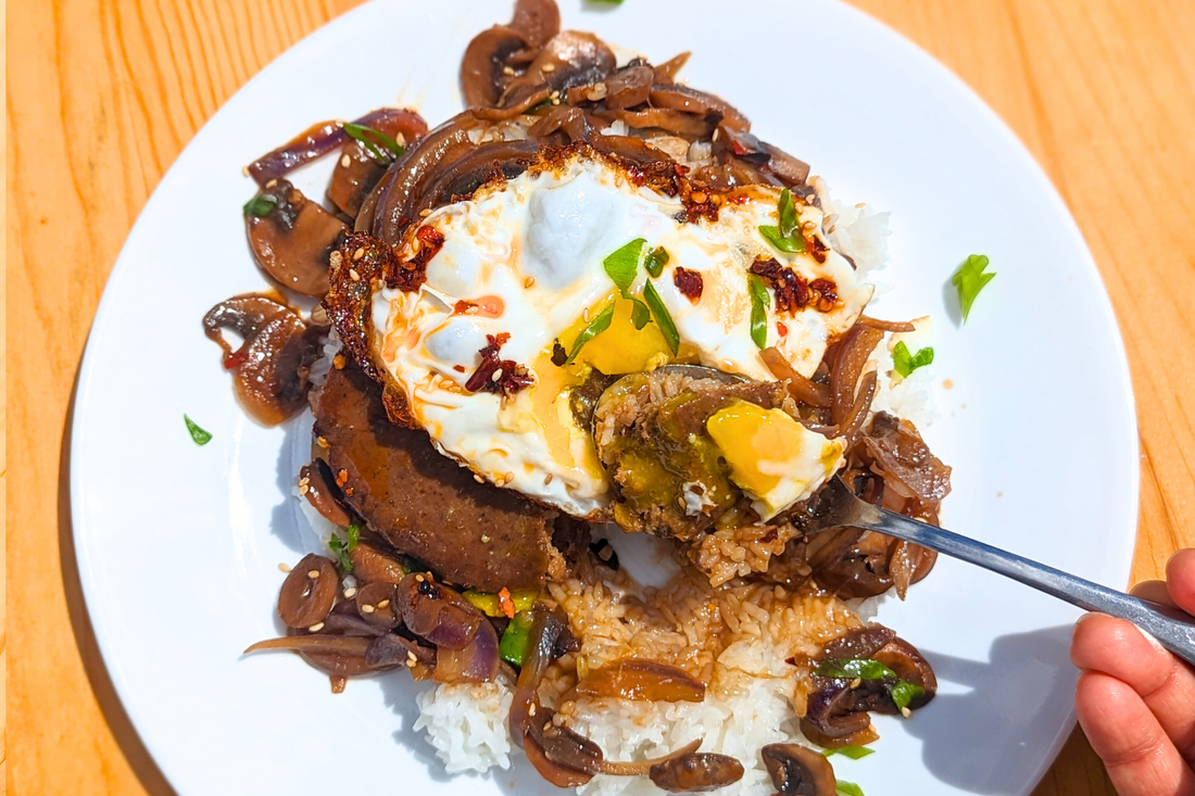 Loco Moco with Shroomeats Mushroom Patties