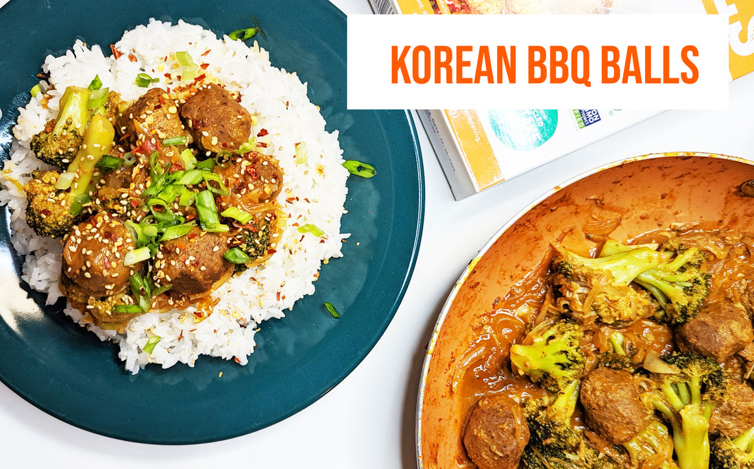 Shroomeats Korean BBQ Balls over Rice