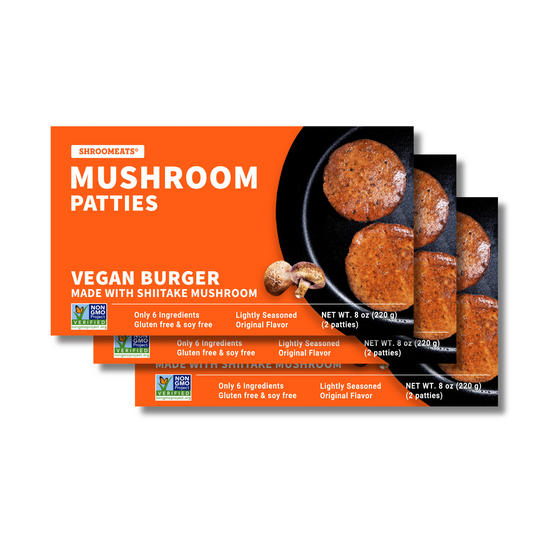 3-Pack Shroomeats® Patties : Vegan Mushroom Burger Patties Allergen Free Healthy Meat Alternative Great Texture