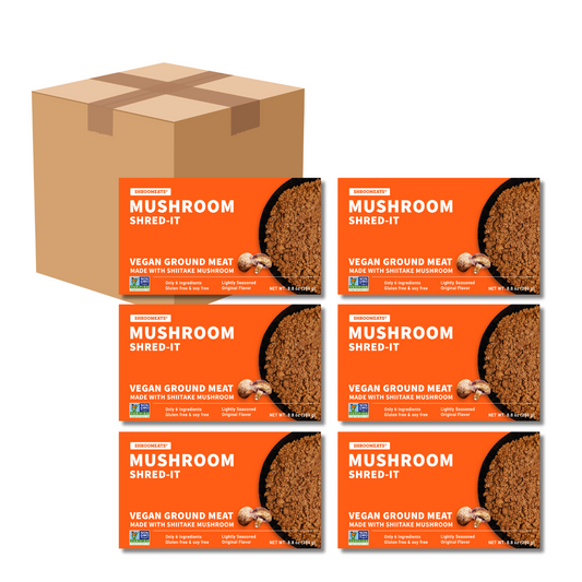 6-Pack Shroomeats® Mushroom Shred-It :  Vegan Shiitake Mushroom Ground Meat Allergen-Friendly Superfood
